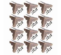 12pcs Wooden Box Corner Protectors Vintage Style Decorative Iron Edge Cover Guards for Jewelry Gift Cases Tables and Wooden Furniture Bronze Golden Silver Optional (Green Bronze)