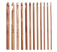 12Pcs Wooden Crochet Hooks, Natrual Safe Wood Crochet Hook Set, Single Point Knitting Needles Kit for DIY Craft Beginners, Mixed Size