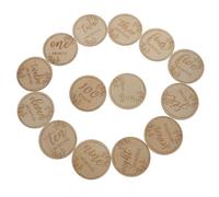 12pcs Wooden Monthly Milestone Cards Reusable Photo Props for Growth | One Set, Khaki Wood Finish, Newborn Commemorative Cards, Recyclable Design, Suitable for Photo Sessions