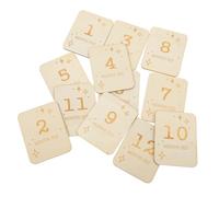 12pcs Wooden Slices 100x78mm Beige Wood Photo Props | Monthly Growth Cards, DIY Craft Pieces, Printed Finish for Milestone Moments