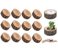 12Pcs Wooden Tealight Candle Holders Set, 2.5x6cm Natural Wood Votive Holders for Weddings, Christmas & Home Decor - Rustic Tea Light Candles Display for Parties, Birthdays, Table Centerpieces