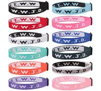 12PCS WWJD Bracelet Pack, Christian Gifts Adjustable Wristbands, WWJD Jesus Bracelets Bulk - What Would Jesus Do Bracelet for Women Men, Polyester Fibre, no gemstone