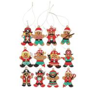 12pcs Xmas Gingerbread Pirate Hanging Ornament for Christmas Tree PVC