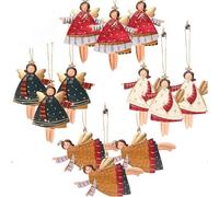 12pcs Xmas Tree Decorations, Metal Angel Pendant Xmas Hanging Ornaments, Indoors Home Room Window Holiday Party Decorations