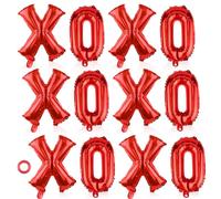 12pcs XOXO Valentine Balloons, Red Foil Letter Balloon Set Valentines Day Decor XOXO Decorations for Engagement Party Wedding Anniversary Bridal Shower