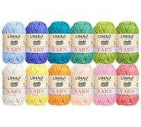 12pcs Yarns for Crocheting, 12 Colors Starter Acrylic Crochet Yarn Bundle 4 Ply for Adult Child Knitting Crochet Crafts (12 x 15g)