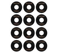 12Pcs Yootones Plastic Guitar Toggle Switch Washer Plate Rhythm Treble Ring with Letter Compatible with Les Paul Guitar (Black)