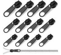 12Pcs Zip Repair Kit Replacement Zip Fixer #3#5#8 Zinc Alloy Replacement Zipper Pulls, Black Universal Zipper Repair Kit for Jackets, Luggage, Backpacks, Coats, Jeans, No Tools Needed Multipack