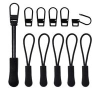 12pcs Zipper Pull Replacement, Removable Metal Zipper Pulls Zipper Head & Zipper Pull Cord Extender Zipper Tab Repair Handle Mend Fixer Zipper Tab Tags for Luggage Clothing Backpack Jackets Pants
