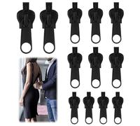 12PCS Zipper Repair Kit 3 Sizes Instant Zipper Rescue Zip Puller Replacement Fix for #3#5#8 Zipper Luggage, Backpacks, Jackets, Jeans, Extension & Fixing, Black, No Tools Needed