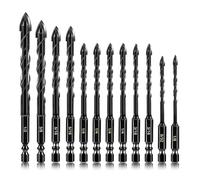 12Piece Hard Alloy Drill Bit Set Suitable for Concrete Glass Wood Various Surfaces with Enhances Stability and Accuracy Glass and Drill