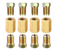 12Pieces 7/16-24 Threads Brake Line Fittings Assortment for 1/4 Inch Tube (4 Unions, 8 Brake Pipe