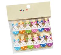 12Pieces Easter Bunnies Photo Peg With 1.5Yard String Wood Clip Wood Pegs For Hanging And Decoration Bunnies Clips