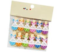 12Pieces Easter Bunnies Photo Peg with 1.5Yard String Wood Clip Wood Pegs for Hanging and Easter Decoration Creative Project Clips
