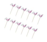 12Pieces Easters Cake Decoration Set Rabbits Ear Toppers Decorative Appetizer Picks Suitable for Festival Occasion Happy Easters Cake Picks