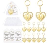 12Pieces Elegant Heart Foot Keychains Party Supplies For Wedding And Baby Showers With Thanks Card And Gift Bags Home Decors Charm