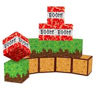 12Pieces Large Pixel Mining Party Boxes Video Game Party Decorations Pixel Mining Theme Birthday Parties Supplies Pixelated Video Gaming Centerpieces Boxes for Kid Teen Gift Birthday Parties Favor
