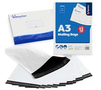 12pk A3 Mailing Bag, Peel & Seal Delivery Bags for Parcels, Documents & Clothes, 29.7 x 42cm Strong Tear Resistant Plastic Vinted Shipping Bags for Packaging, Postage, Office, Home & Business Use