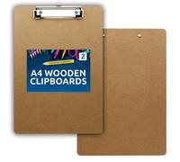 12Pk Clipboard A4 Wooden Hardboard Holder