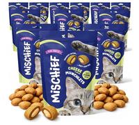 12pk Mischief Cat Treats For Indoors, Yummy Cheese Flavour for Kittens, Tasty Pillow Chews Small Bite Sized Snacks, Crunchy Outside, Soft & Creamy Inside, With Natural Ingredients, Multipack 1500g