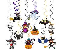 12Rolls Halloween Party Hanging Swirl Decorations-Witches Bats Spider Skull Ghost Pumpkin Ceiling Hanging Swirls Streamers Decor, Halloween Spiral Garlands for Scary Theme Ceiling Party Favors Supplie