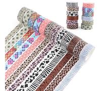 12Rolls Leopard Animal Print Washi Tape Set,15mmx5m Cute Animal Pattern Decorative Tape,Cheetah Cows Zebra Peacock Decorative Masking Tapes for DIY Scrapbook Journaling Handbook Making Card Wrap Craft
