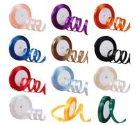 12Rolls Rainbow Satin Ribbon, Double Faced Polyester Ribbon, 1cm x 22m Each, Colorful Ribbons for Gift Wrapping, Wedding Party Decoration, Hair Bows, DIY Crafts, Total 264 Metres