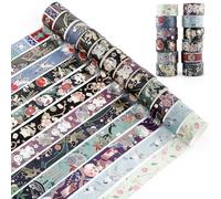 12Rolls Vintage Gold Washi Tape Set,20mm x 2m Gold Foil Cat Mask Pattern Decorative Tape,Japanese Arts Decorative Masking Tapes for DIY Scrapbook Design Journaling Handbook Making Card Wrap Craft Gift
