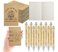 12Set Book Club Gifts Reading Theme Inspirational Bamboo Ballpoint Pens Mini Notebooks for Book Worms Reader Club Literary Lover Bookworms Xmas Party Bag Fillers Party Favor School Office Gift Prizes