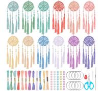 12set Crochet Mini Dream Catcher Kit DIY Small Dream Catchers Make Your Own Dream Catcher Kits 6 Inch for Adults with for Teen Room Wall Hanging Car Ornaments