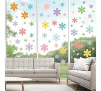 12Sheets Color Boho Daisy Flower Wall Art Decals,Cartoon Retro Small Fresh Floral Wall Stickers for Baby Boys and Girls Bedroom Kindergarten Classroom Nursery Living Room Home Party DIY Decor