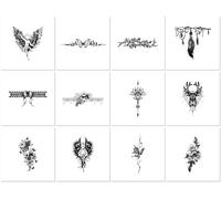 12sheets Herbal Tattoo Patch Waterproof Sweatproof Lace Butterfly Pistol Thorn Chain Semi Permanent Tattoo Patch