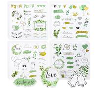 12Sheets Wedding Stickers Green, Wedding Scrapbook Stickers,Bridal Engagement Marriage Anniversary for Wedding