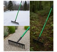 12teeth Carbon Steel Garden Rake with Long Handle Heavy Duty Lawn Soil Leaf Rake