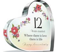 12th Anniversary Acrylic Heart Plaque for Wife or Husband, 12 Years Married