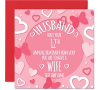 12th Anniversary Card for Men - Annual Reminder - Happy 12 Year Anniversary Card for Husband, 145mm Wedding Anniversaries Greeting Cards