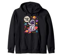 12th Birthday Astronaut Galaxy 12 Twelve Birthday Boy Kids Zip Hoodie