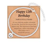 12th Birthday Bracelet Gifts for Girls Silver Bead Bracelet Jewellery with Heart Presents for 18 Year Old Girls Sweet 18 Birthday Card Gift Ideas for Daughter Sisters Niece Granddaughter Friends