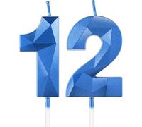 12th Birthday Candles for Cake,Royal Blue Number 12 Candle Decorations Birthday Party,3D Design Birthday Candle for Girls Boys 12th Birthday Theme Anniversary Supplie Decorations