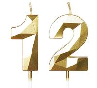 12th Birthday Candles, Number 12 Candle, Gold Candles, Birthday Candle for Cake, Happy Birthday Candle, Cake Candles Cake Topper Decorations for Boys Girls Birthday Party Wedding Anniversary Supplies