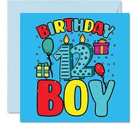 12th Birthday Card Boy - Birthday Boy - Card 12 Year Old Boy, Boys Cards for Him, 145mm Greeting for Son Brother Grandson Nephew Cousin God Son