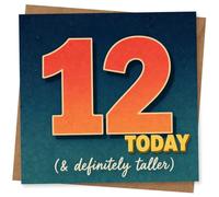 12th Birthday Card for Boy or Girl - Funny '12 Today (& definitely taller)' Birthday Greeting Card