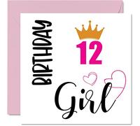12th Birthday Card for Girls - Birthday Girl - Cards for 12 Year Old Girl Daughter Sister Granddaughter Cousin Friend Niece, 145mm Bday Greeting Cards Gift