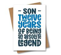 12th Birthday Card for Son - Twelve Years of Being an Absolute Legend - Cool Twelfth Son Birthday Card