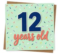12th Birthday Card for Tween Girl or Boy, Colourful Confetti Design, 12 Years Old