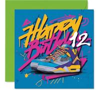 12th Birthday Cards for Girls and Boys, Cool Sneaker Graffiti Street Art | Happy Birthday Card for 12 Year Old Girl Boy Brother Niece Granddaughter Sister, 145mm Bday Greeting Cards