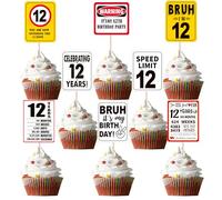 12th Birthday Cupcake Toppers Cheers to 12 Years Out Single Digits Cupcake Picks Bruh I'm 12 Speed Limit 12 It's My 12th Cake Decorations for Boys Girls Kids Birthday Party Cake Supplies