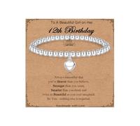 12th Birthday Gifts for Girls, Friendship Gifts for Women Sweet Heart Beaded Charm Stretch Bracelet, Special Presents for Friends Daughter Granddaughter Sister on Birthday Christmas Graduation