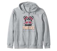 12th Birthday Girl Messy Bun Bäm! Twelve Years Old Zip Hoodie