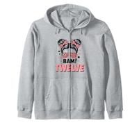 12th Birthday Girl Messy Bun Bäm! Twelve Years Old Zip Hoodie